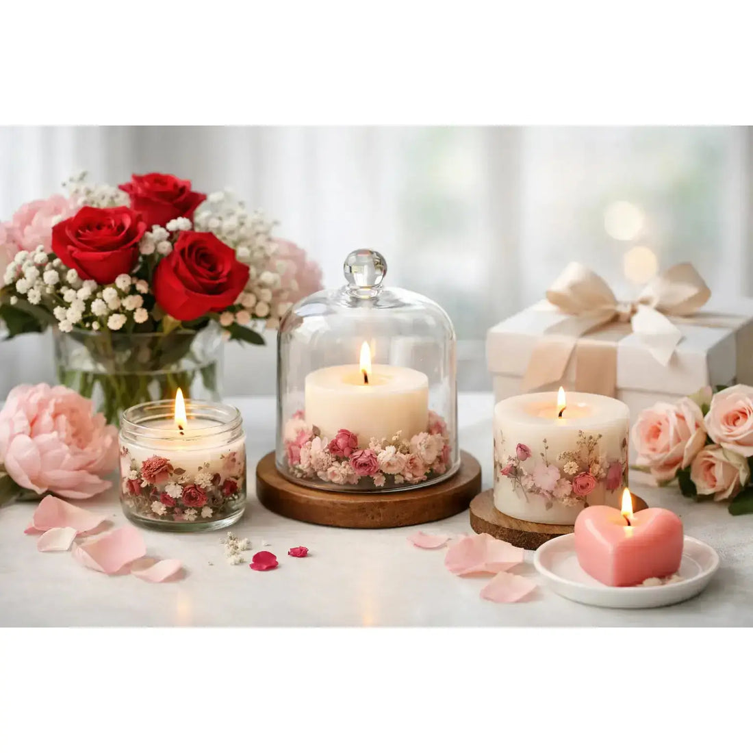 Anniversary Candle Flower Gift Ideas
