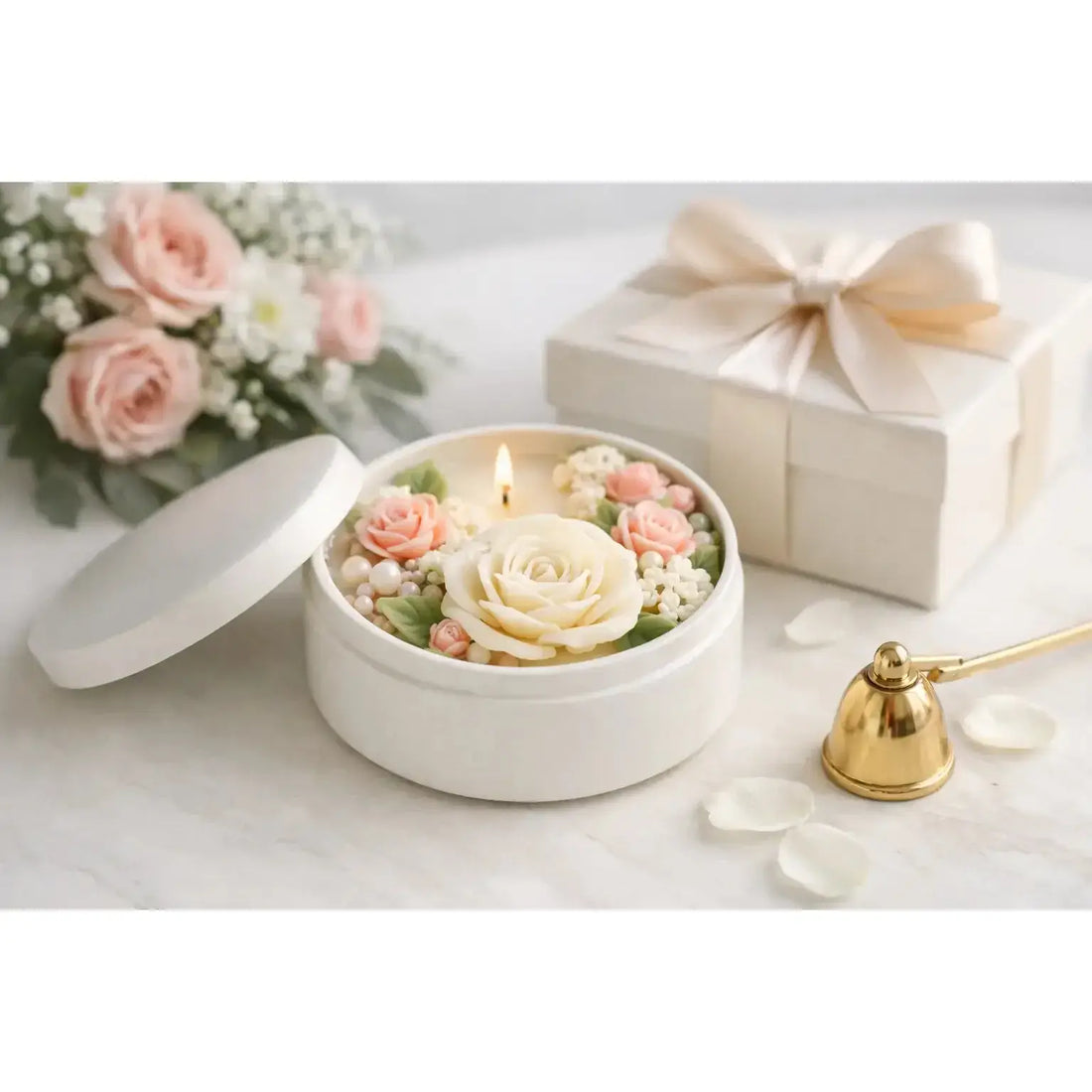 Soy Wax Flower Candle for Elegant Gifting